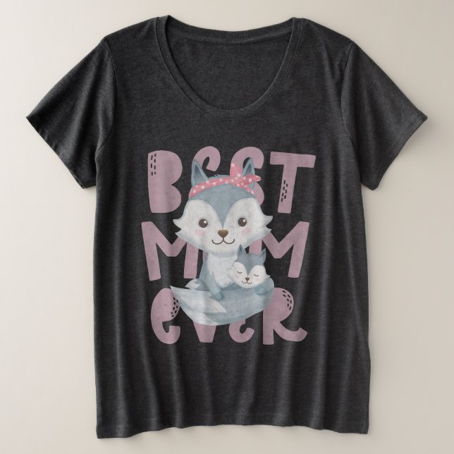 Grey Fox Mom and Cub - Best Mom Ever (Design devant)