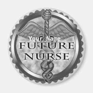 Grey Future Nurse nom personnalisé Aimant
