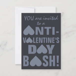 Grey Heart Anti-Valentine invitations de fête pers