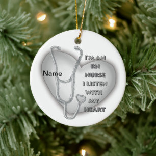 Grey Heart RN Infirmière ornement