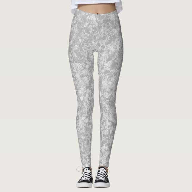 Grey Marble Patterned Leggings  (Devant)