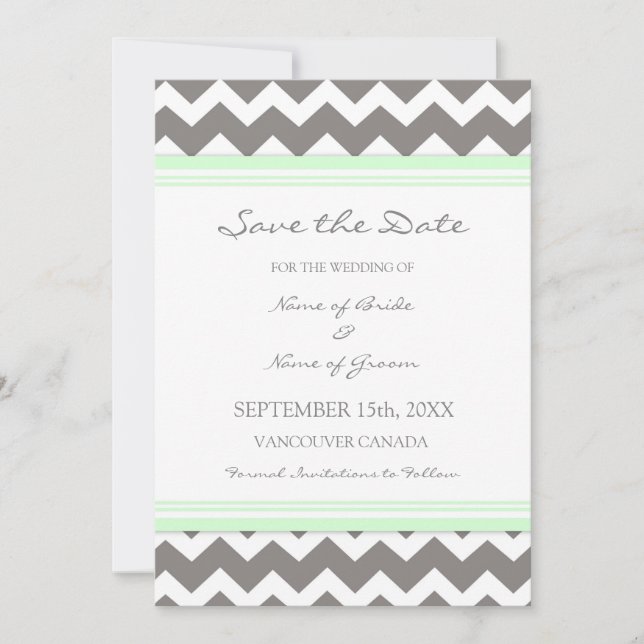 Grey MInt Wedding Enregistrer la carte de date (Devant)