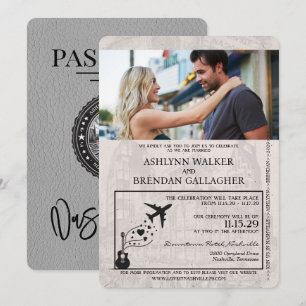 Grey Nashville Passport Faire-part de mariage