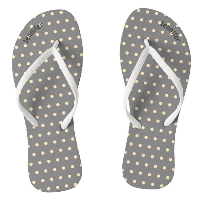 Grey & Peach Polka Dot - Tongs (Semelle)