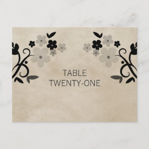 Grey Sweet Vintage Floral Numéro de table Carte po
