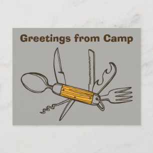 Grey Tool Salutations de Camp Carte Postale