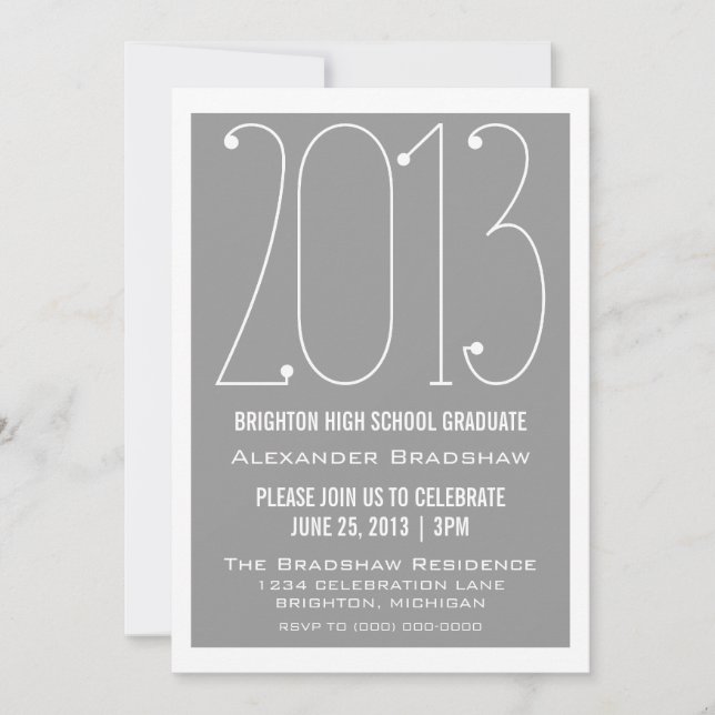 Grey Trendy 2013 Graduation Invitation (Devant)