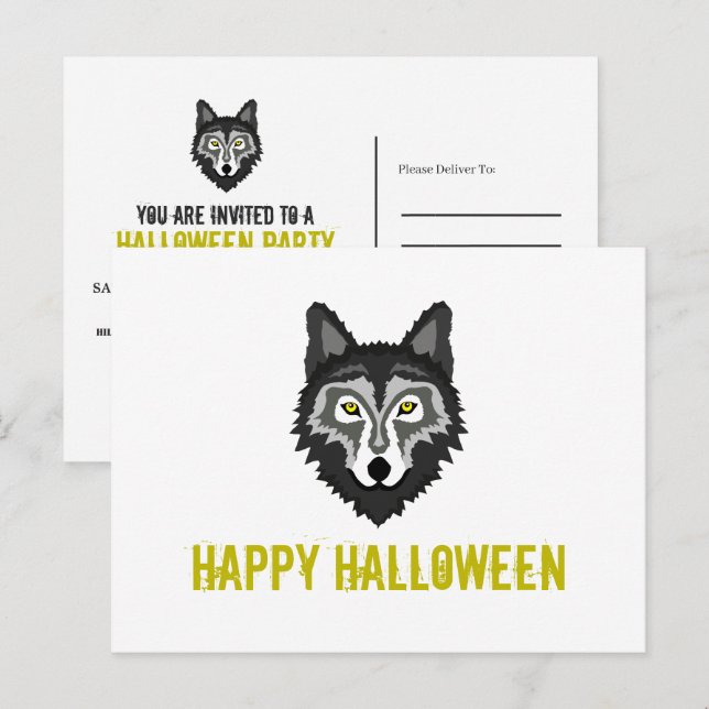Grey Wolf, Carte postale Invitation de la fête d'H (Devant / Derrière)