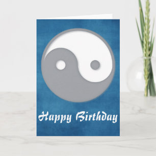 Grey Ying/Yang Bonne carte de voeux d'anniversaire