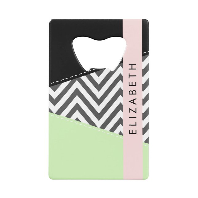 Grey Zigzag, Grey Chevron, Mint, Votre Nom (Devant)