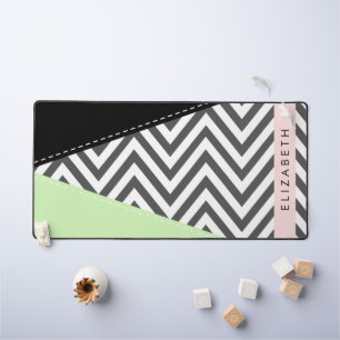 Grey Zigzag, Grey Chevron, Mint, Votre Nom