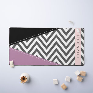 Grey Zigzag, Grey Chevron, Purple, Votre Nom
