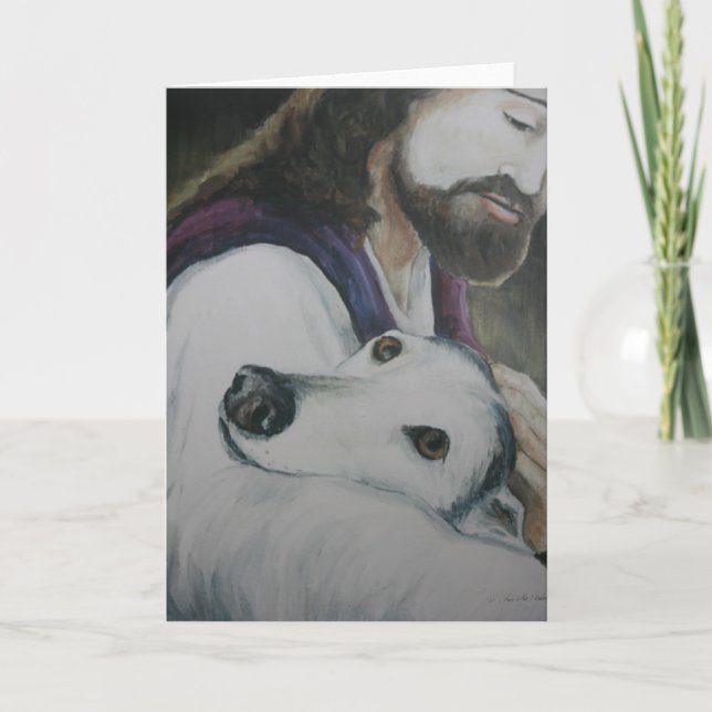 Greyhound avec Jesus Dog Art Greyhound Carte de vo (Devant)