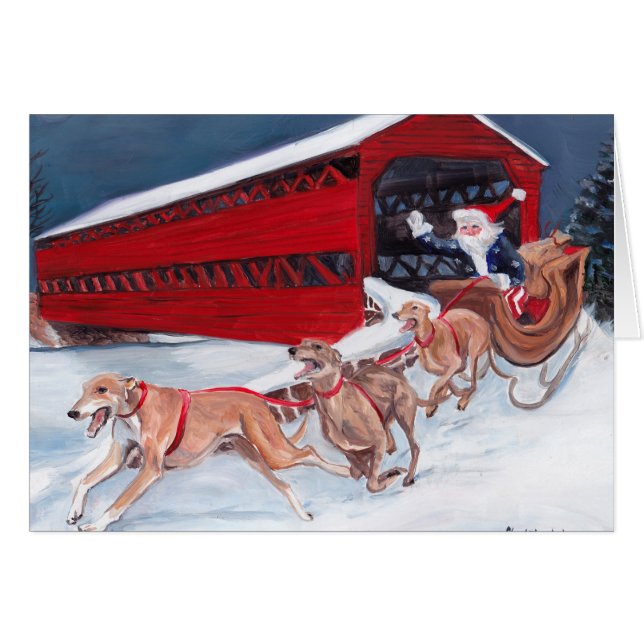 Greyhound Christmas Gettysburg Sach's Bridge Card (Devant horizontal)