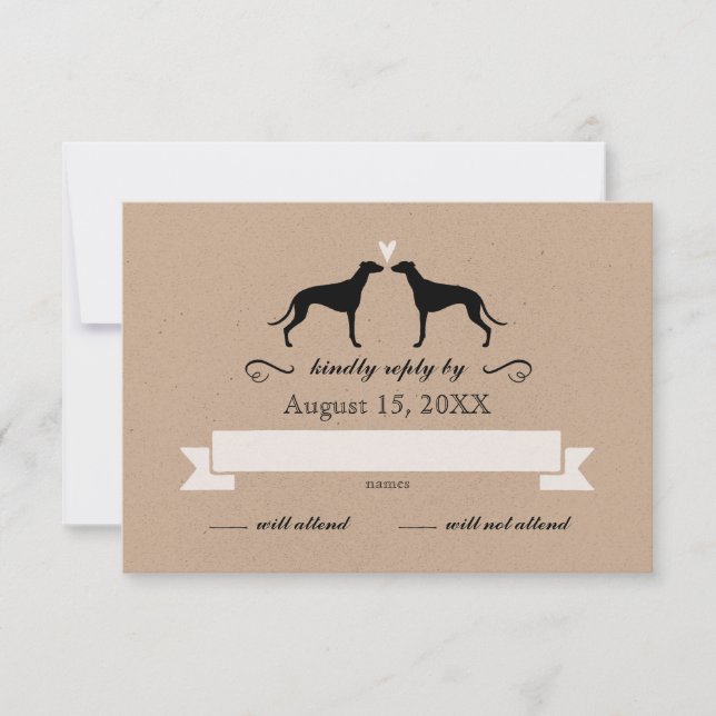 Greyhound Silhouettes Mariage RSVP Réponse (Devant)