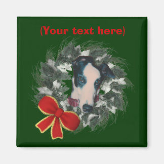 Greyhound Wreath Christmas Magnet
