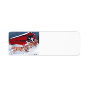 Greyhounds Père Noël Sleigh Dog Étiquettes de a