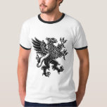 Griffin - T-shirt noir et blanc<br><div class="desc">Un motif héraldique héraldique de style boisé audacieux</div>