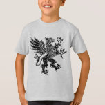 Griffin - T-shirt noir et blanc<br><div class="desc">Un motif héraldique héraldique de style boisé audacieux</div>