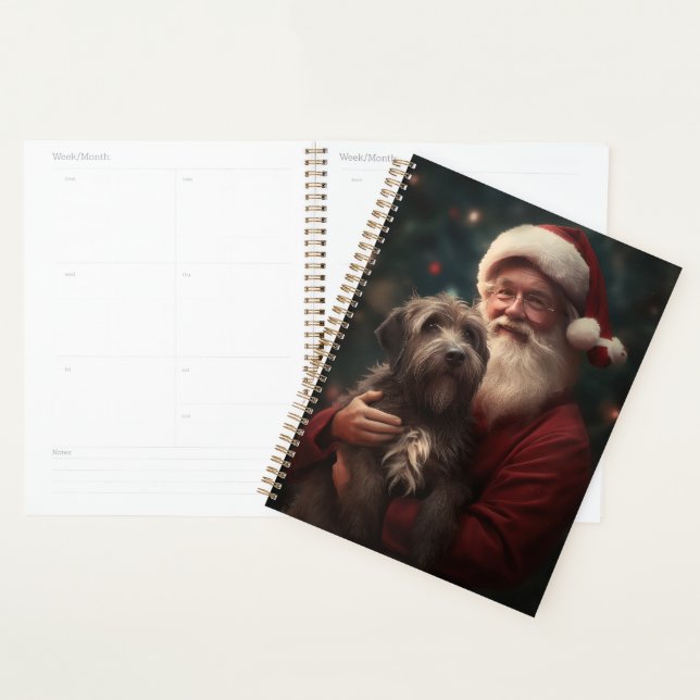 Griffon à poil dur Père Noël Noël (Devant avec enveloppe)