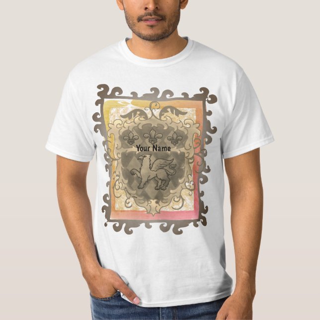 Griffon Shield nom de famille T-shirt (Devant)