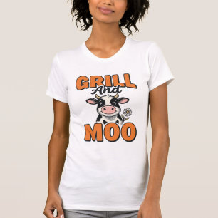 Grill de vache drôle et design de T-Shirt vintage