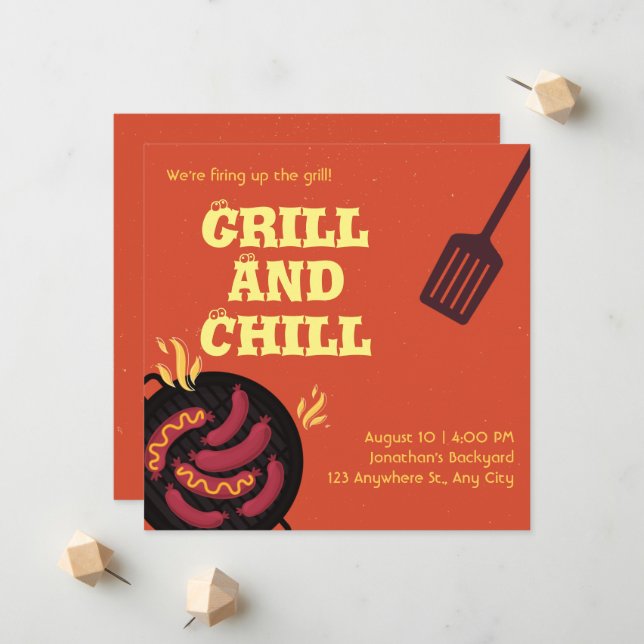 Grill Et Chill Invitation & Faire-part (Devant/Arrière en situation)