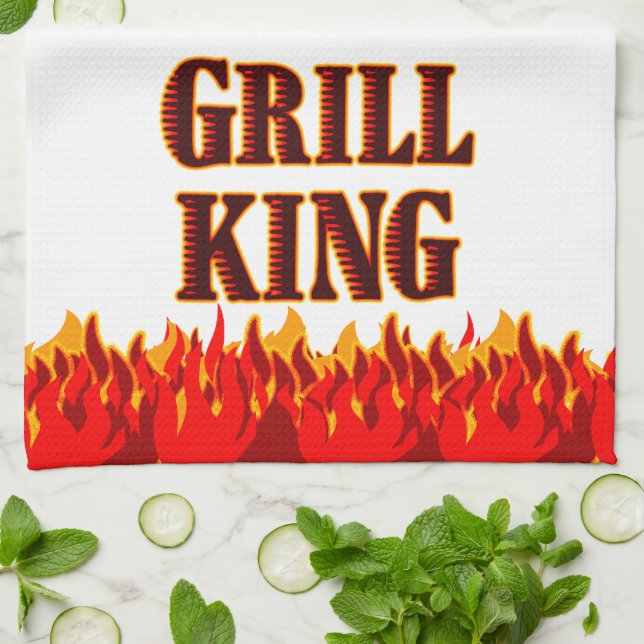 Grill King Red Flames Serviette de cuisine (Plié)