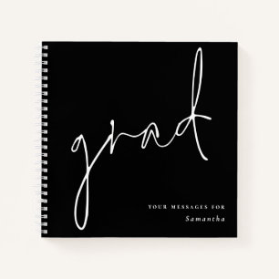 Grille blanc Script noir Graduation livre d'invité