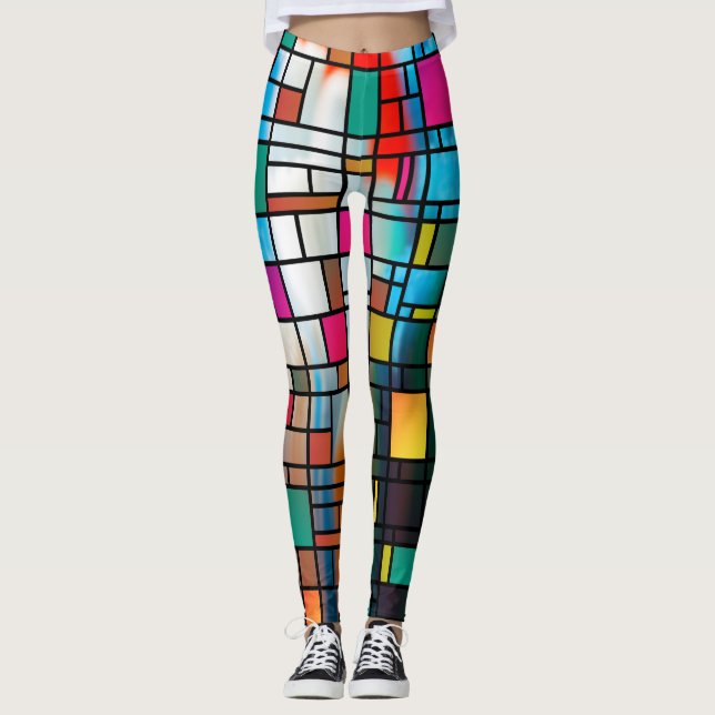 Grille d'art moderne Abstrait Leggings Motifs (Devant)