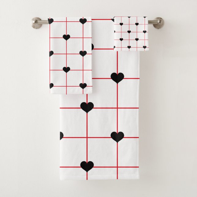 Grille de cœurs noirs avec lignes rouges (En situation)