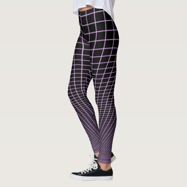 Grille de lueur lilas sur leggings noirs (Gauche)