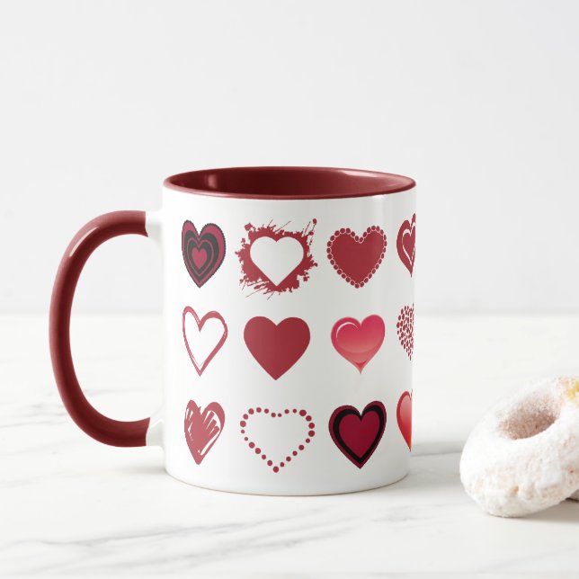 Grille des coeurs Mug (Avec donut)