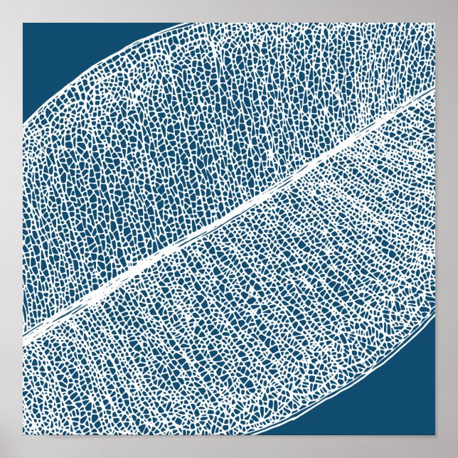 Grille Feuille blanche illustration Poster bleu fo (Devant)