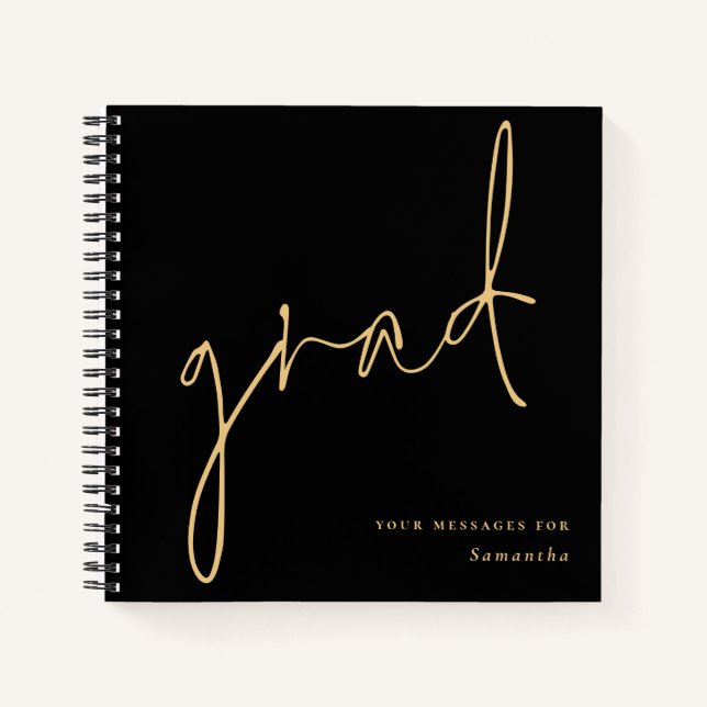 Grille Gold Script Black Graduation Livre d'invité (Devant)