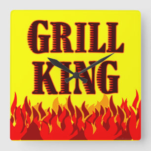 Grille King BBQ Flames Horloge murale