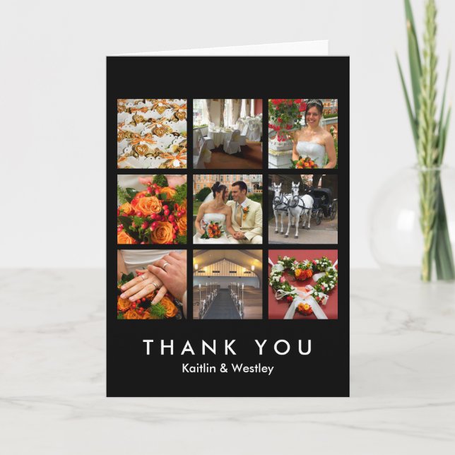 Grille noire collage 9 photos souvenirs merci (Devant)