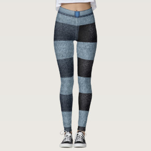 Grille noire et bleue Denim Leggings