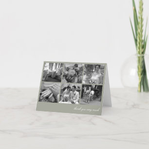 Grille verte collage 6 photos souvenirs merci