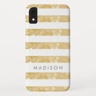 Grilles brillantes d'or coque iphone-M personnalis