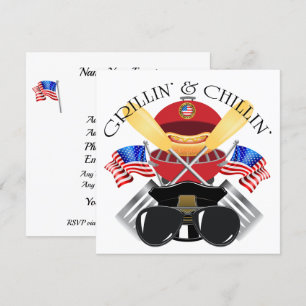 Grillin' et Chillin' Patriotic Cookout Invitation