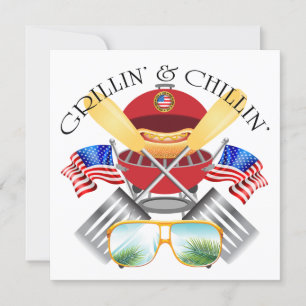 Grillin' et Chillin' Patriotic Cookout Invitation