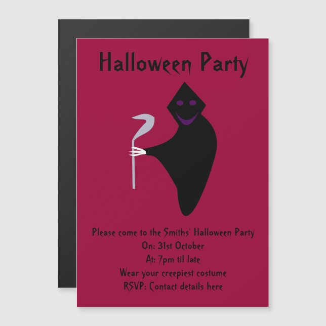 Grim Reaper Halloween Invitations du parti (Devant / Derrière)
