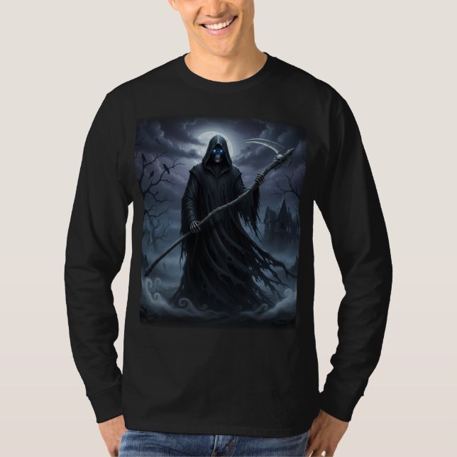 Grim Reaper manche longue Halloween T-shirt Unisex (Devant)