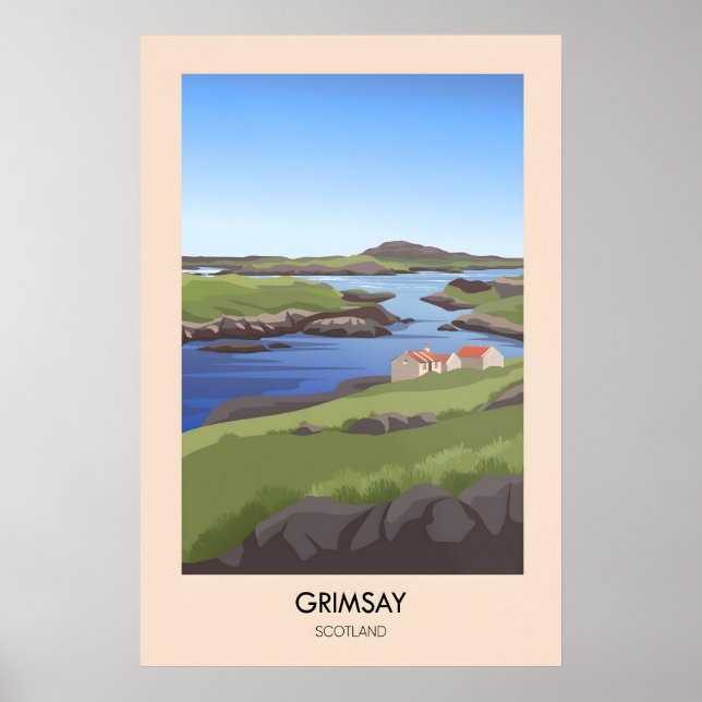 Grimsay Scotland Travel Poster (Devant)