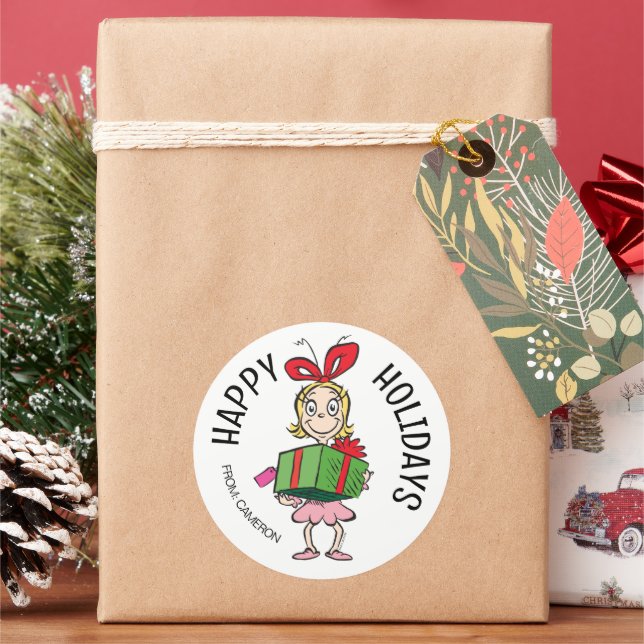 Grinch | Cindy-Lou Qui | Étiquette de Cadeau de No (vacances)