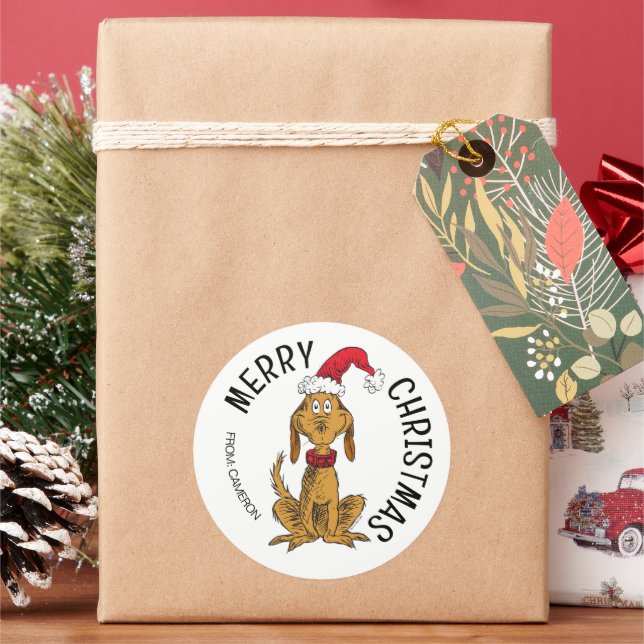 Grinch | Max le Père Noël | Étiquette de cadeau de (vacances)