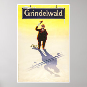 Grindelwald, Schweiz, affiche de voyage de ski