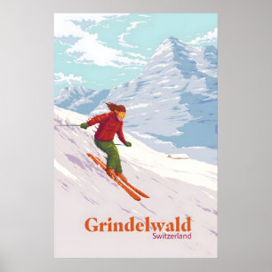 Grindelwald Suisse Station de Ski Affiche de Voyag
