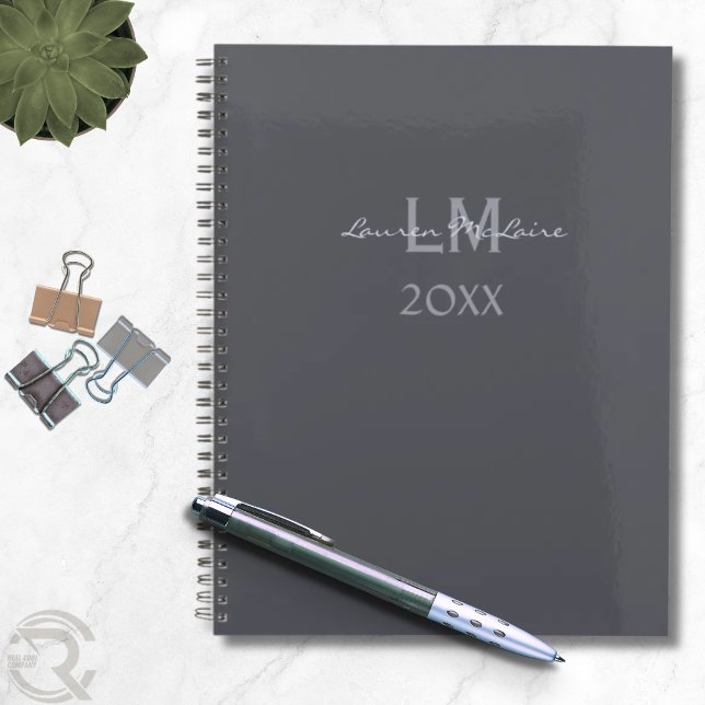Gris ardoise élégant minimaliste professionnel d'e (Sleek Slate Gray Corporate Professional Minimalist Planner)